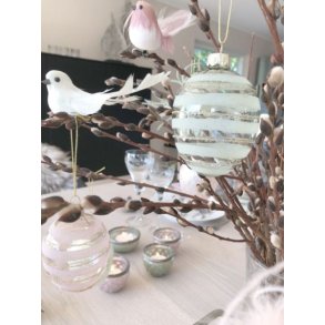 Pskeg til ophng med grnne striber str. 6xH8 cm